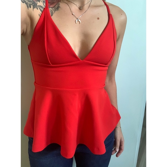 COPY - Small, H&M, low cut red dressy tank top 💋 - Picture 1 of 12